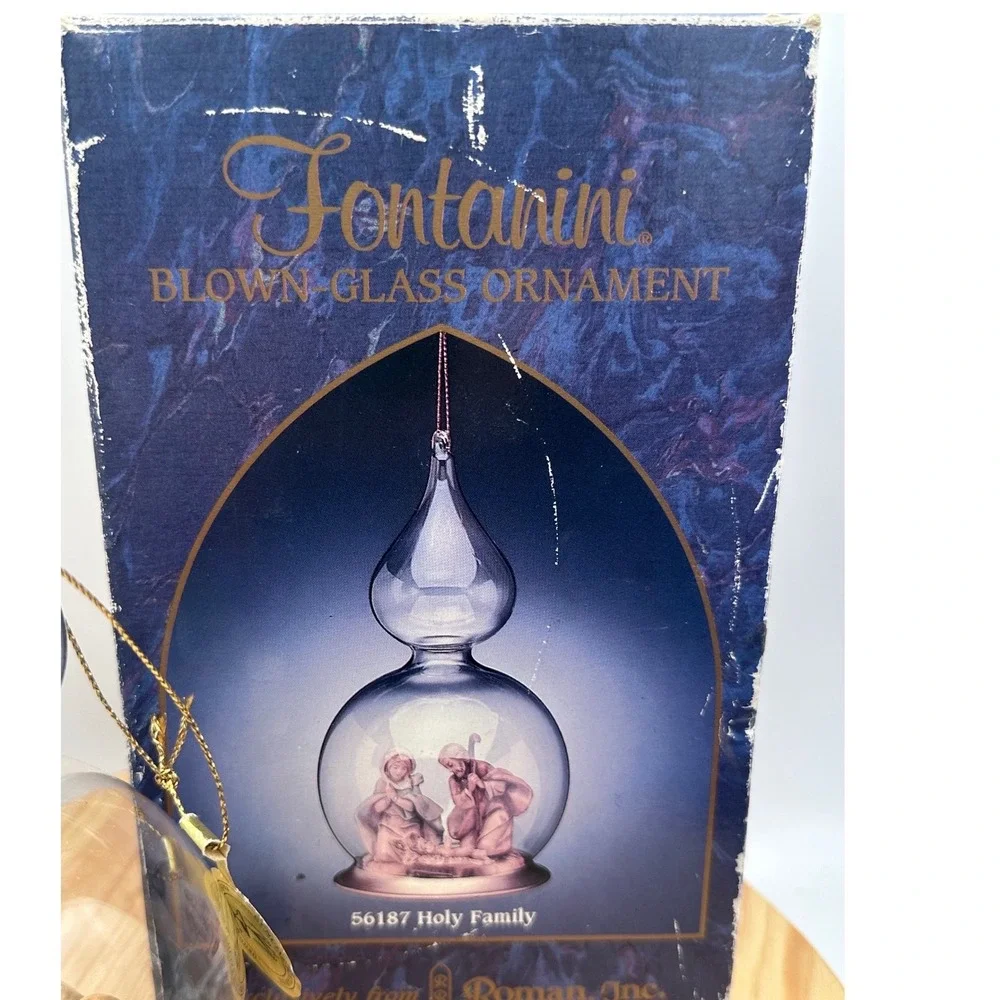 Fontanini Christmas Ornament Holy Family Nativity Inside Blown Glass Dome Italy
